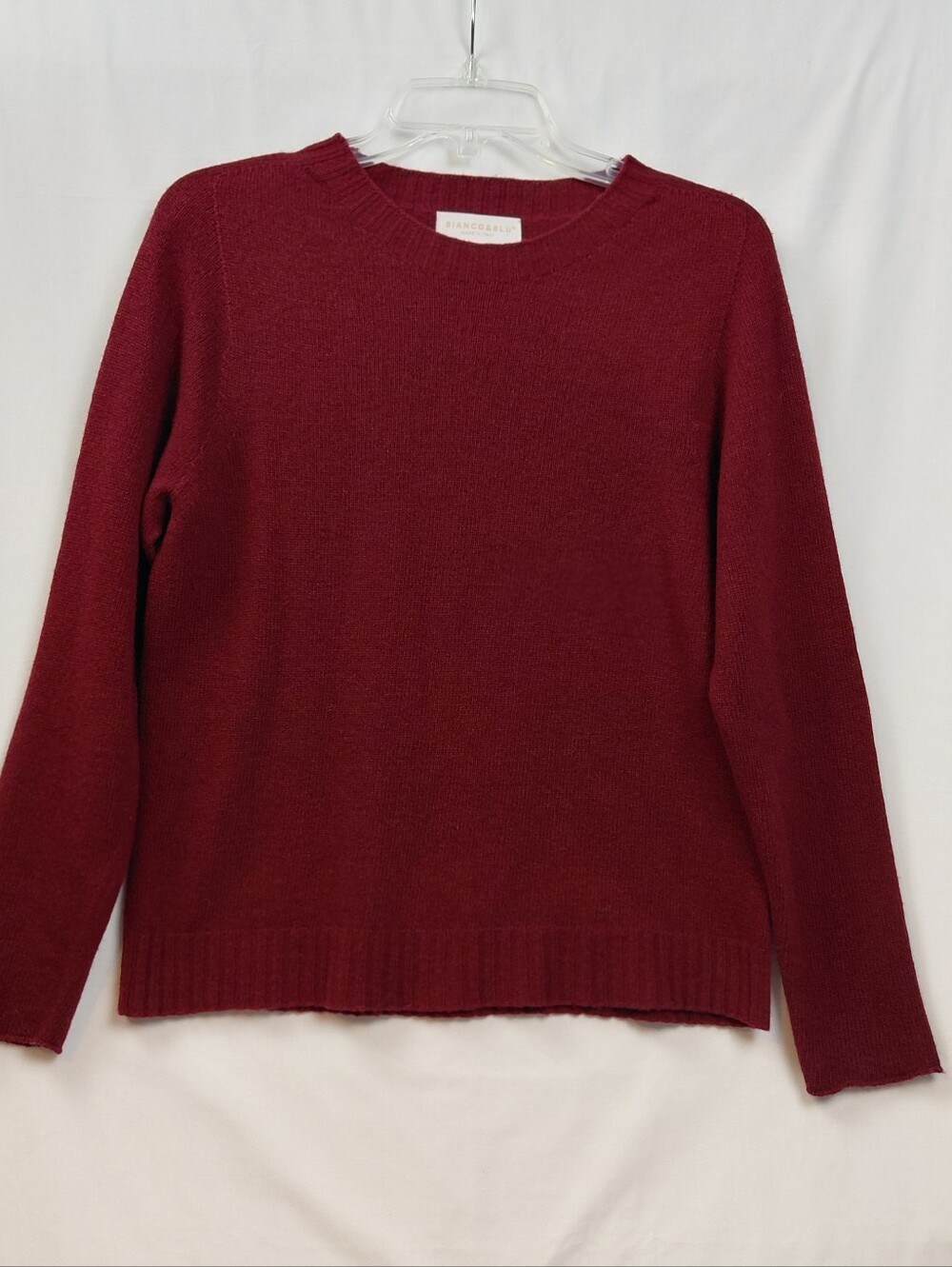 Bianco & Blu Wool Cashmere Blend Sweater Women's Size Medium Burgundy Red